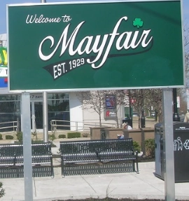 Welcome to Mayfair neighborhood sign, Northeast Philadelphia